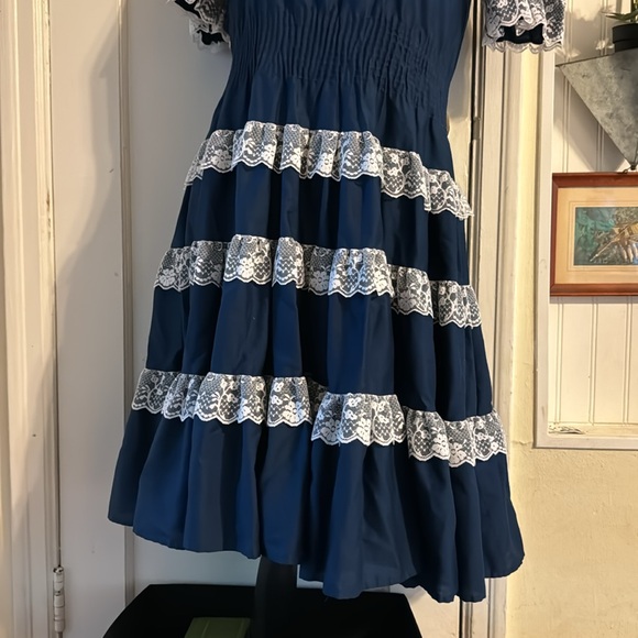 Vintage Square Dance dress! In excellent condition. Navy blue. #squaredance - Picture 4 of 9